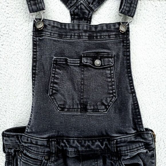 CELEBRITY PINK Boyfriend Destructed Denim Overalls Women 7/28 Racer Back Fade - Picture 5 of 16